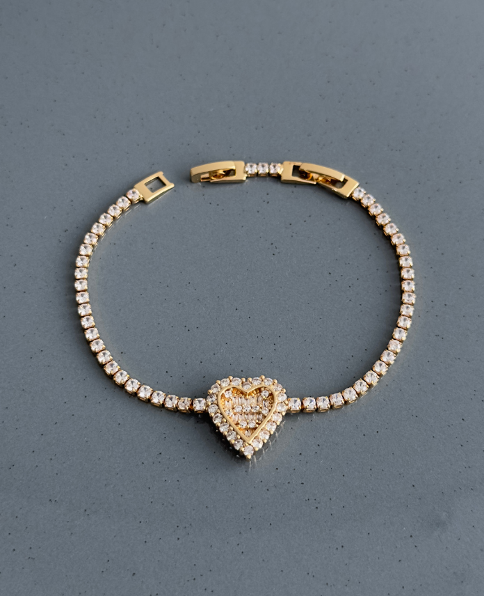 66-5.png zirkon gold su yolu kalp bileklik - Görsel 1