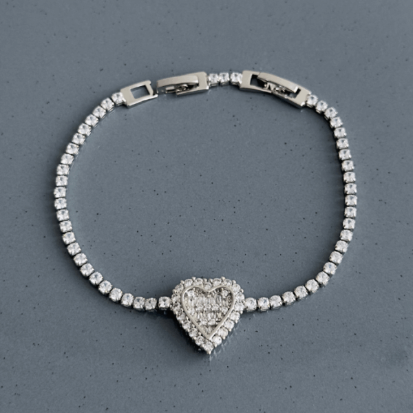 zirkon silver su yolu kalp bileklik