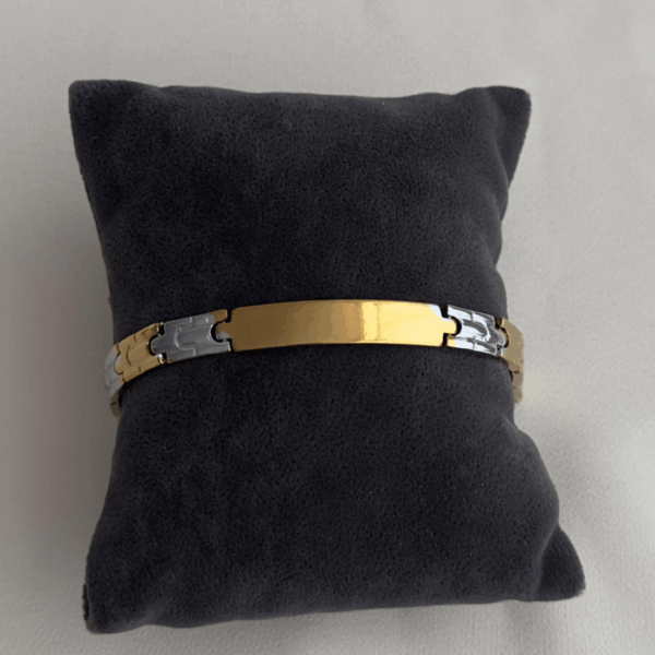 çelik gold silver plaka erkek bileklik