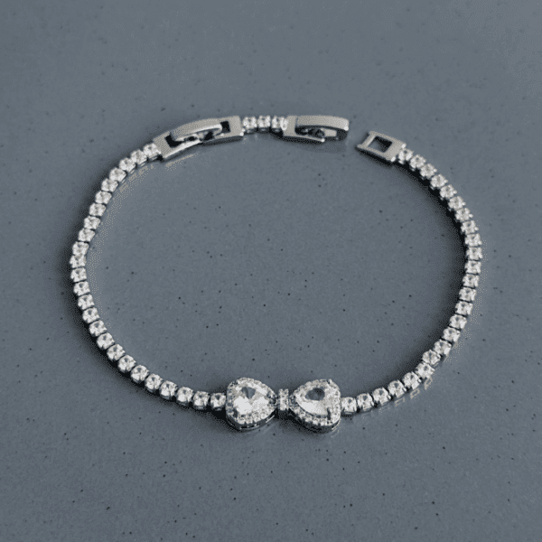 zirkon silver su yolu papyon kalp bileklik