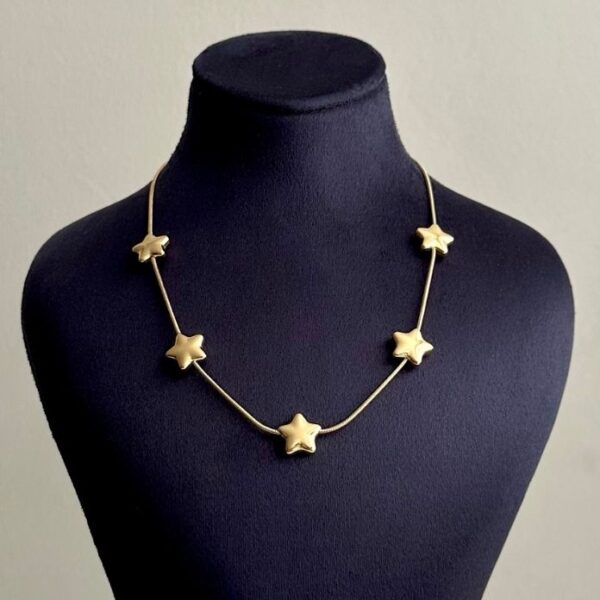 çelik gold beş yıldız 45cm kolye