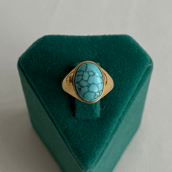 çelik gold mavi doğaltaş ayarlanabilir yüzük