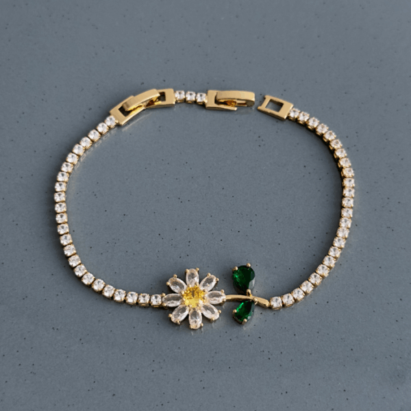 zirkon gold su yolu papatya bileklik