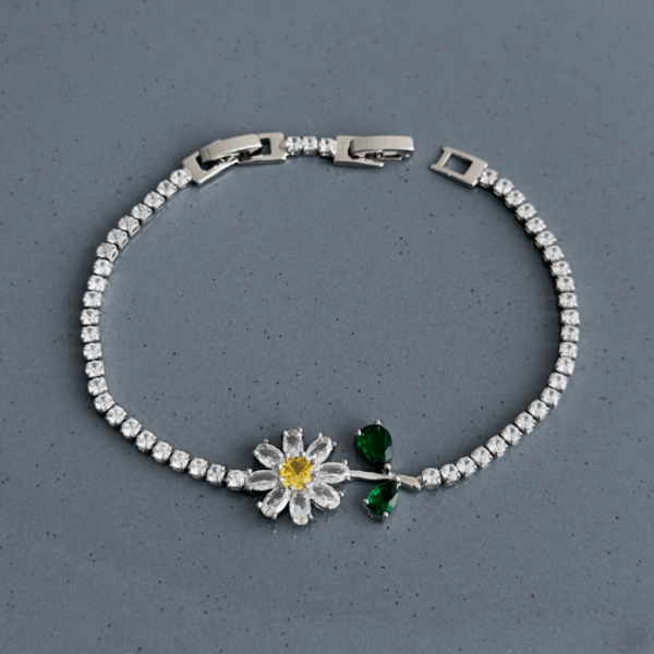 zirkon silver su yolu papatya bileklik