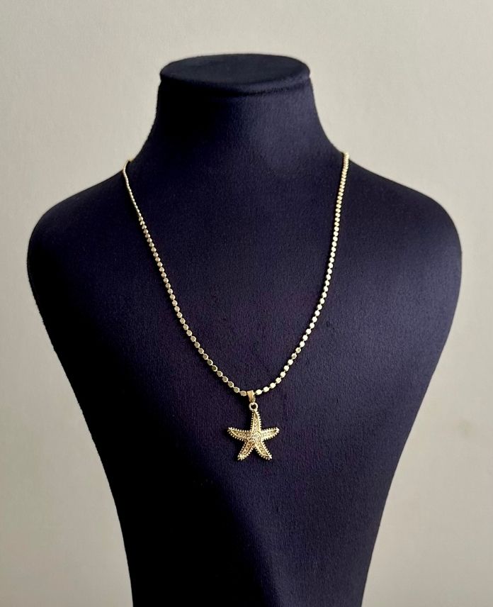 79.jpg çelik gold deniz yıldızı 45cm kolye - Görsel 1