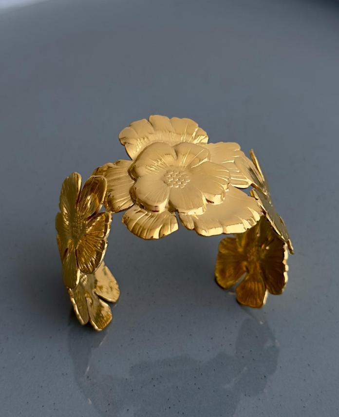 8-1.png çelik gold açık kalın çiçek kelepçe - Görsel 1