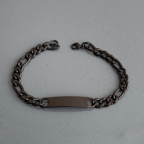 çelik siyah ince plaka lüks zincir erkek bileklik