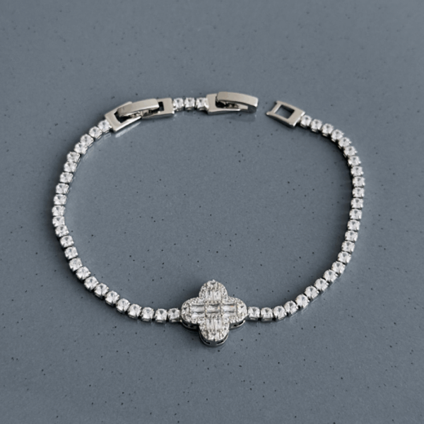 zirkon silver su yolu yonca bileklik