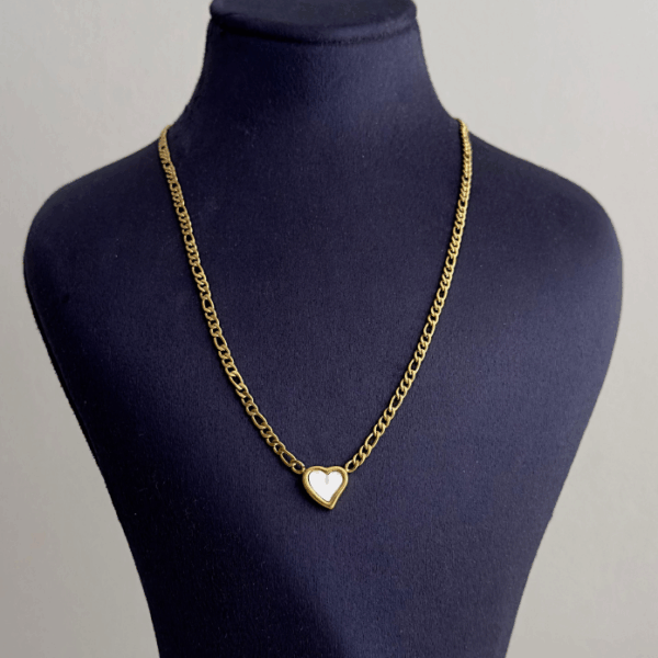 çelik gold zincir kalp sedef 45cm kolye