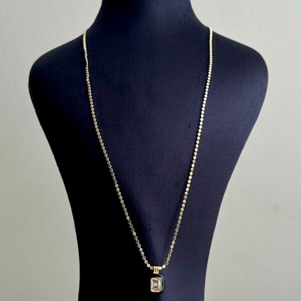 çelik gold nokta zincir dikdörtgen siyah 60cm kolye