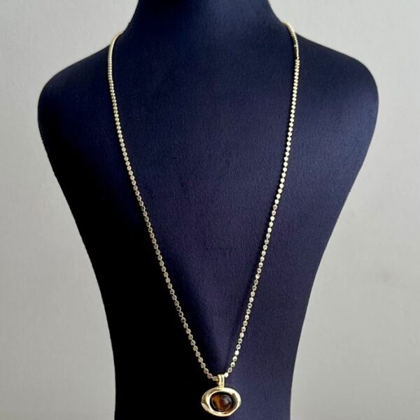 çelik gold nokta zincir elips kahverengi 60cm kolye