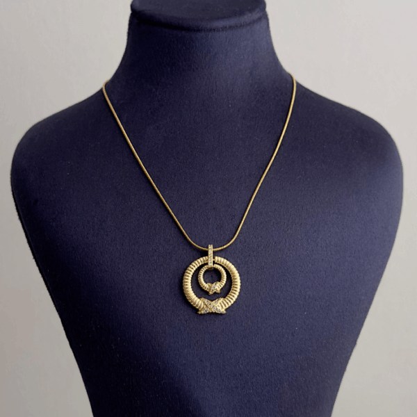 çelik gold iki halka çizgi 45cm kolye