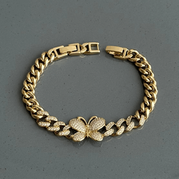 xuping gold zincir kelebek taş bileklik