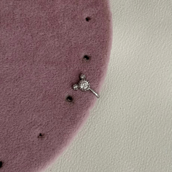 çelik silver burun hızması mickey piercing