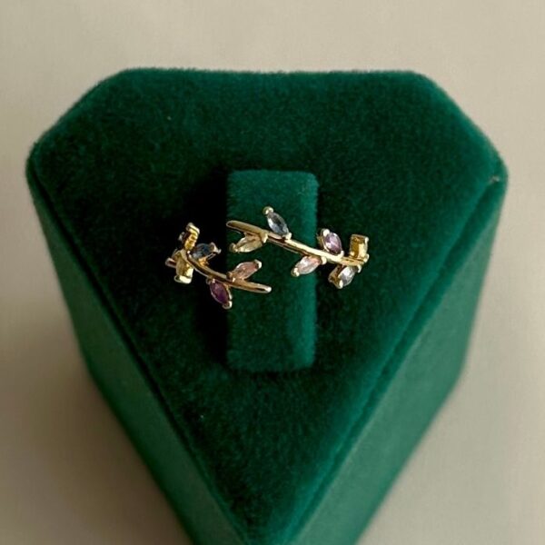 pirinç gold ayarlanabilir yaprak renkli yüzük