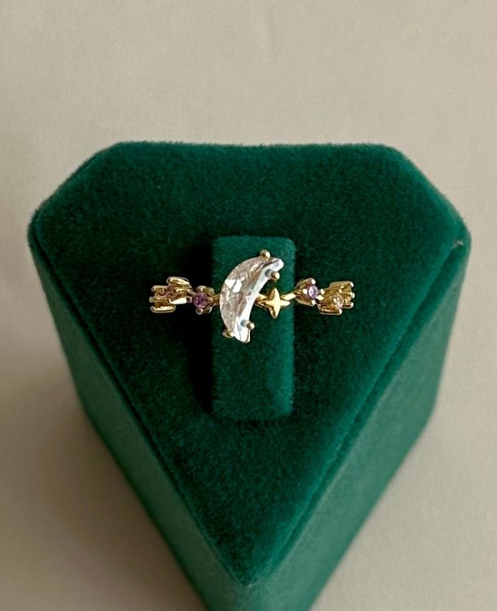 97.jpg pirinç gold ayarlanabilir ay renkli yüzük - Görsel 1