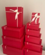 10 Boy Kırmızı Beyaz Kurdele Dikdörtgen Kutu