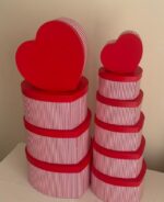 10 Boy Kırmızı Çizgili Kalp Kutu - Görsel 3