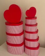 10 Boy Kırmızı Çizgili Kalp Kutu - Görsel 2