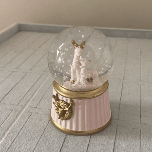 Aksesuar Işıklı Kar Küresi Geyik Pembe