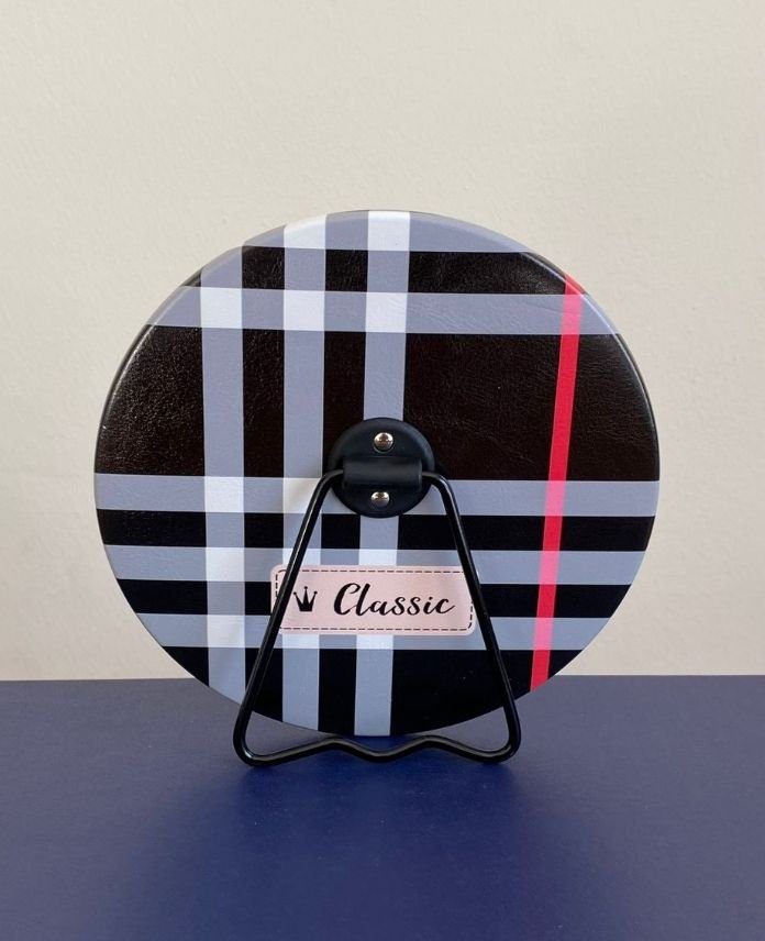 AKMASAAYNASIYUVARLAKEKOSECLASSIC-1.jpg Masa Aynası Yuvarlak Ekose Classic Çap 16cm - Görsel 1