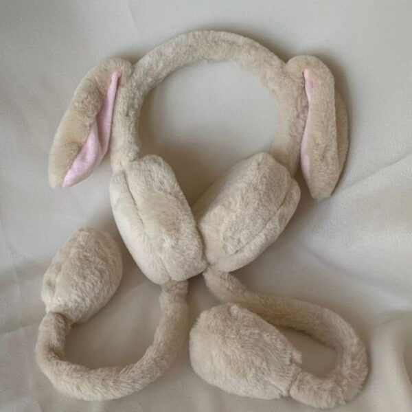 Oynayan Tavşan Düz Kulaklık Bej