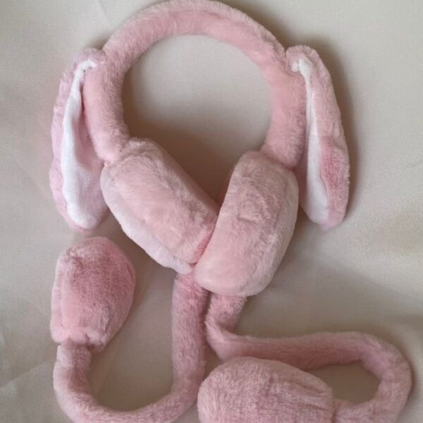 Oynayan Tavşan Düz Kulaklık Toz Pembe