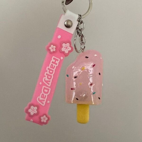 Aksesuar Pembe Dondurma  Işıklı Anahtarlık