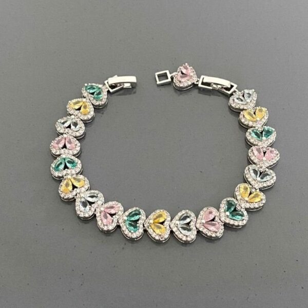 VIP Bijüteri Kalp Renkli Taş Bileklik