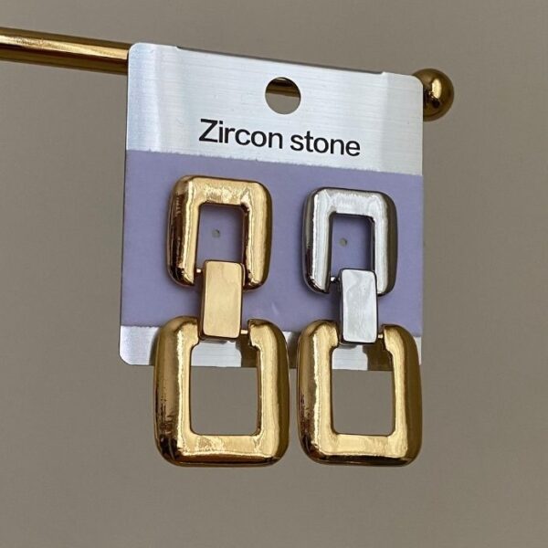 Bijüteri Zircon Geçme Kare Küpe