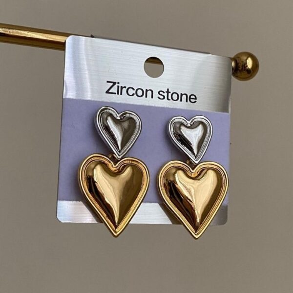 Bijtüeri Zircon 2 Li Kalp Sallantılı Küpe