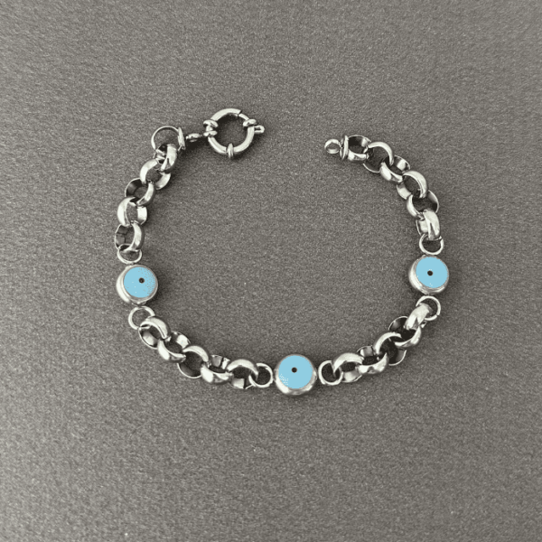 Çelik 3 Nazarlıklı Silver Bileklik