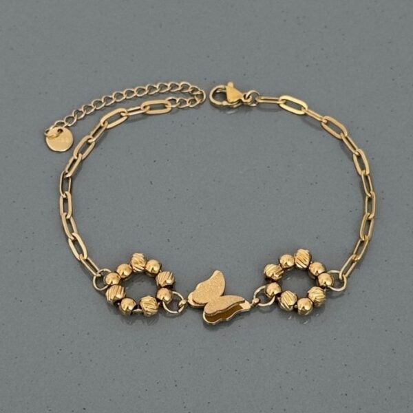 Çelik Yuvarlak Dorika Simli Kelebek Bileklik