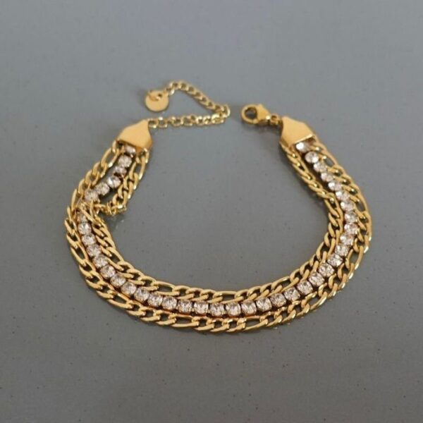 Çelik 3 Lü Ortası Suyolu Lüks Zincirli Bileklik