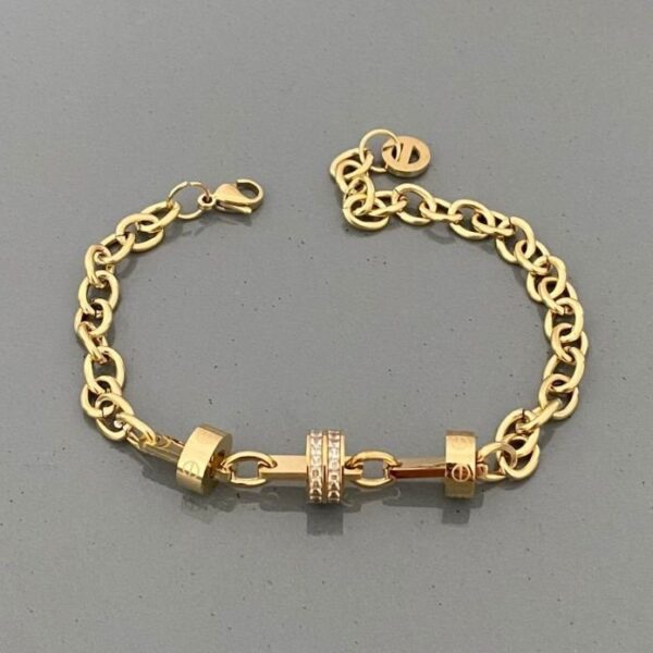 Çelik Üçlü Taşlı Silindir Zincir Bileklik