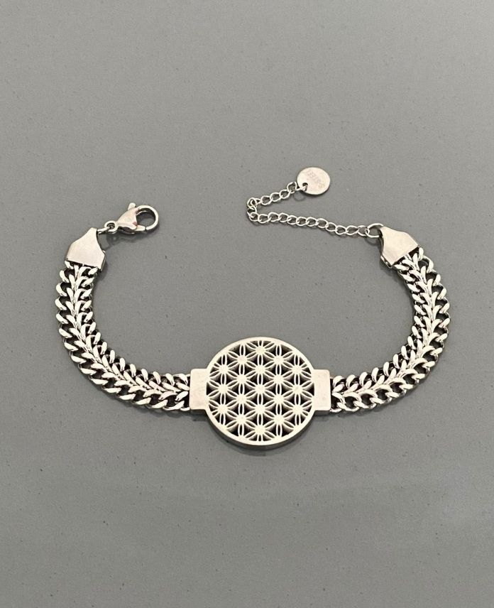 CBIBUYUKYASAMCICEGITASSIZS-1.jpg Çelik Hasır Yaşam Çiçek Bileklik - Görsel 1