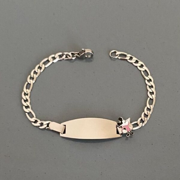 Çelik Çocuk Plaka Mickey Pembe Bileklik