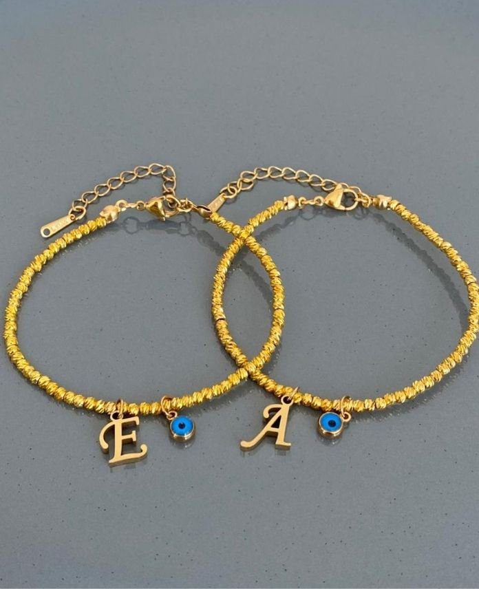 CBIDORIKALINAZARLIKHARFG-1.jpg Çelik Full Dorika Nazarlık Harf Bileklik - Görsel 1