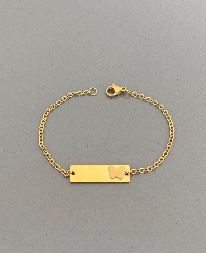 CBIKIDPLAKAKELEBEKG-1.jpg Çelik Çocuk Plaka Kelebek Bileklik - Görsel 1