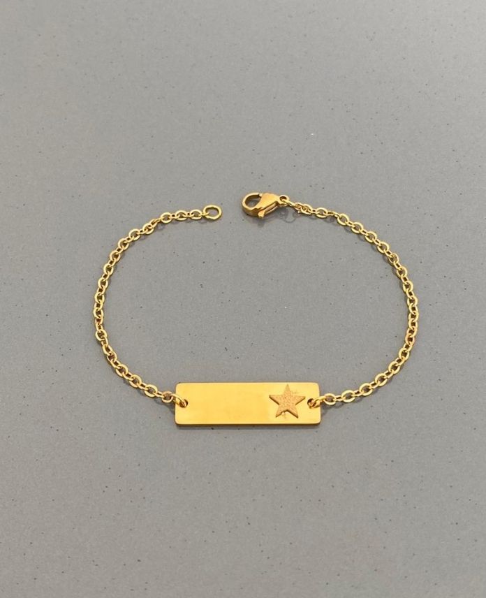 CBIKIDPLAKAYILDIZG-1.jpg Çelik Çocuk Plaka Yıldız Bileklik - Görsel 1