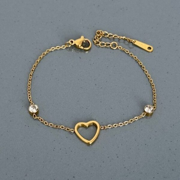 Çelik Tek Kalp Taş Bileklik