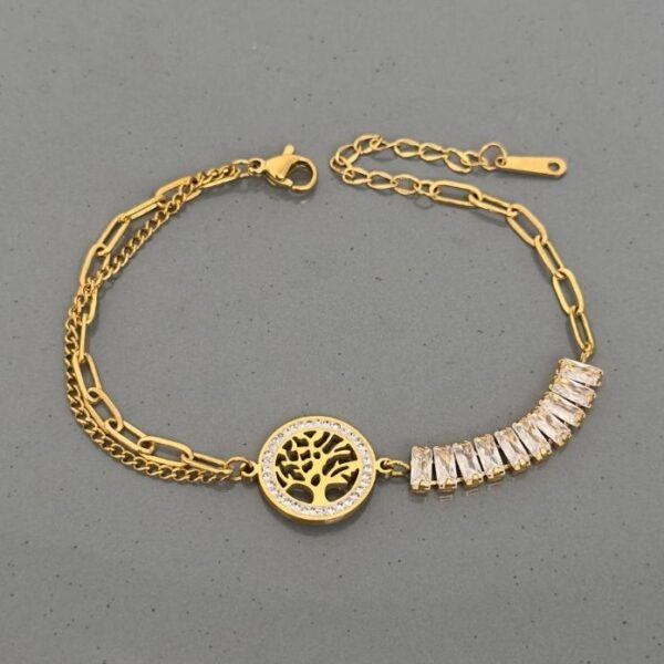 Çelik Yarısı Baget Yarısı Zincir Yaşam Ağaç Bileklik