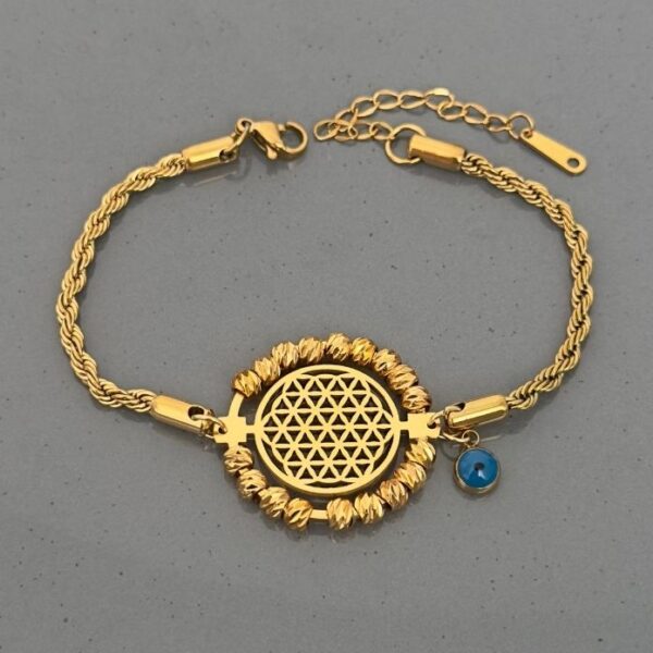 Çelik Yaşam Çiçeği Dorikalı Bileklik