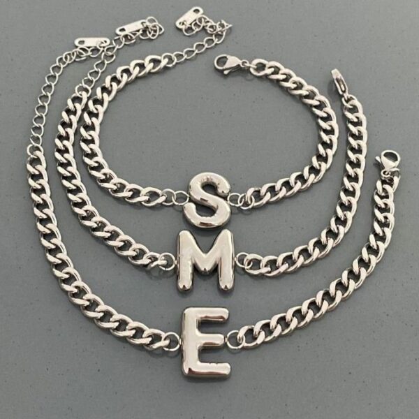 Çelik Balon Harf Zincir Bileklik