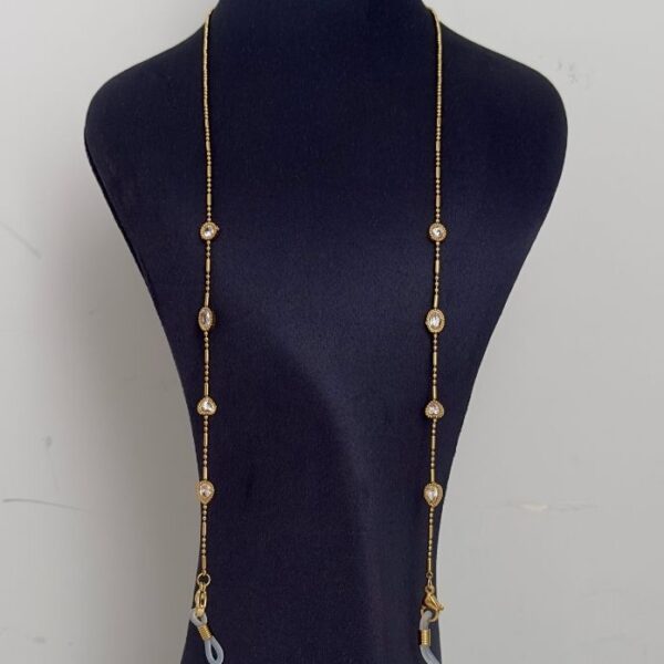 Çelik Kalp Elips Taşlı Gözlük Zinciri