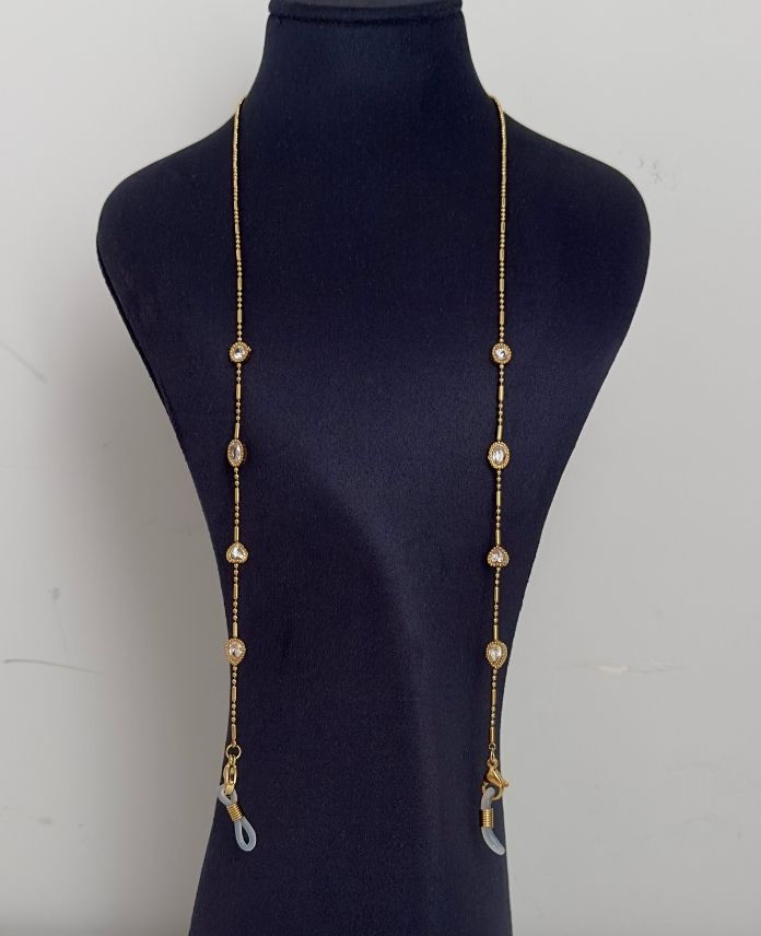 CGZKALPELIPSTASLIG-1.jpg Çelik Kalp Elips Taşlı Gözlük Zinciri - Görsel 1