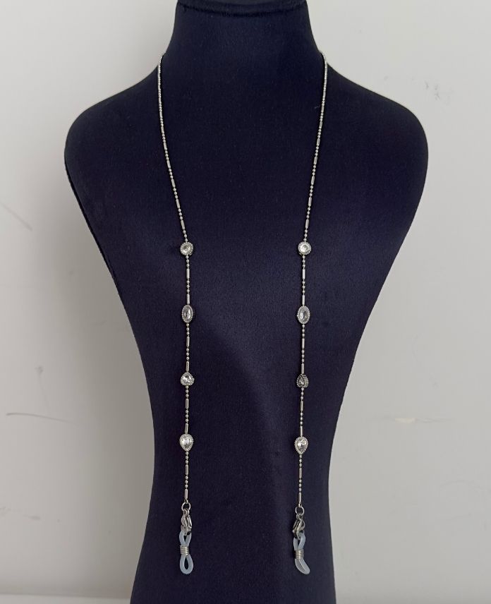 CGZKALPELIPSTASS-1.jpg Çelik Elips Taşlı Gözlük Zinciri - Görsel 1