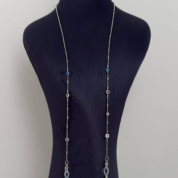 Çelik Nazar Yuvarlak Taşlı Gözlük Zinciri