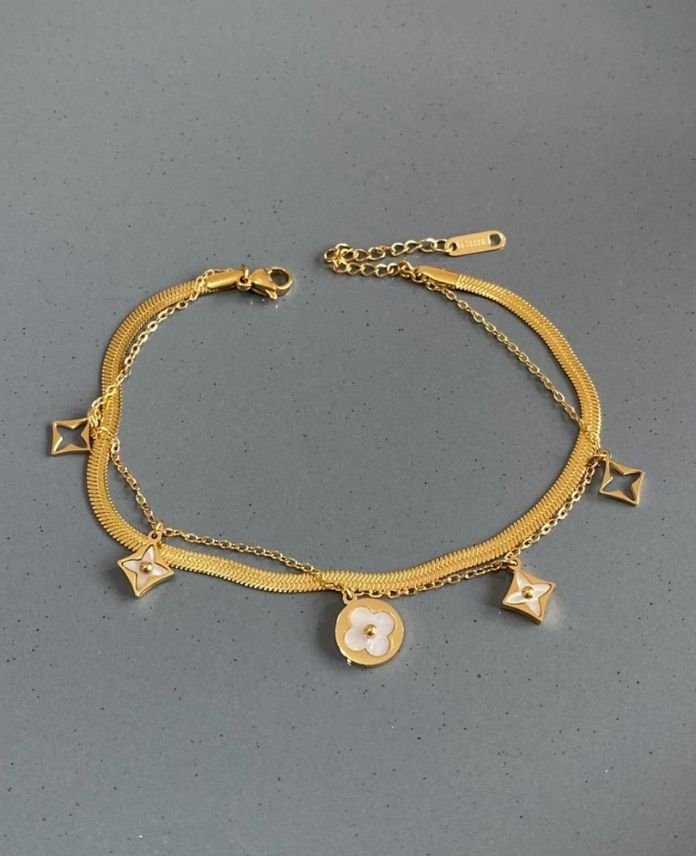 CHA2LIITALYANVEZINIRYONCAG-1.jpg Çelik 2 Li İtalyan Zincir Yonca Halhal - Görsel 1