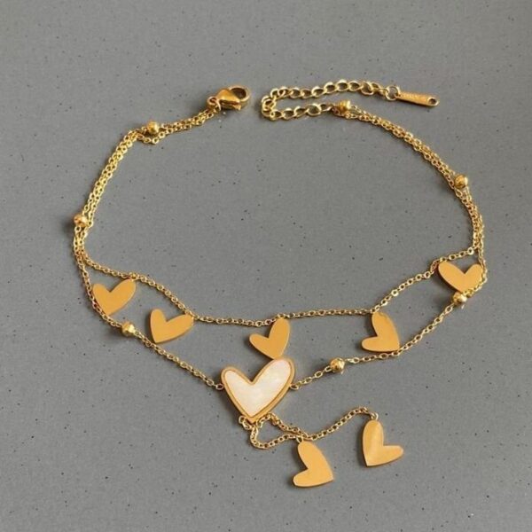 Çelik 2 Li Zincir Çok Kalp Halhal